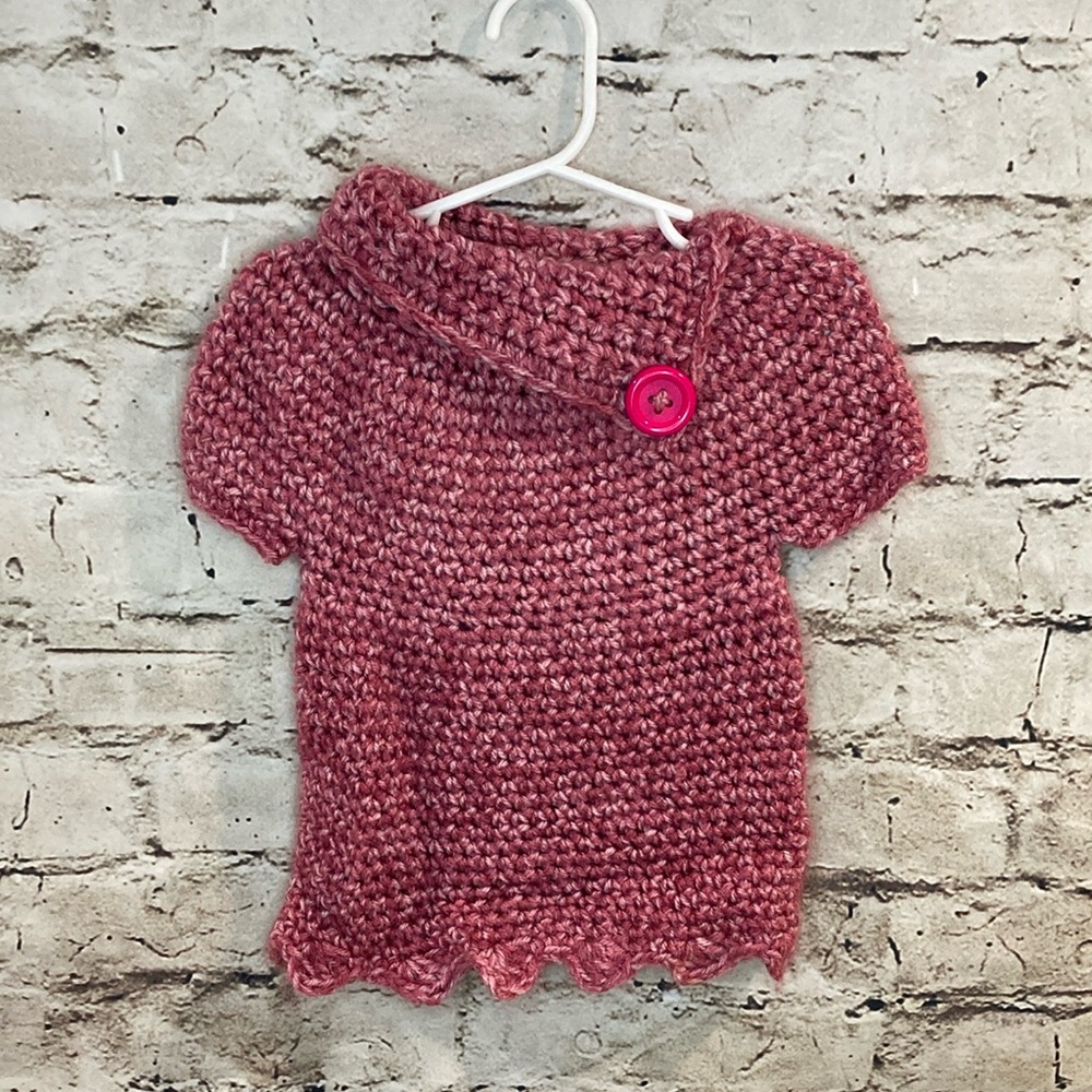 Handmade Pink Knit Sweater with Button Detail